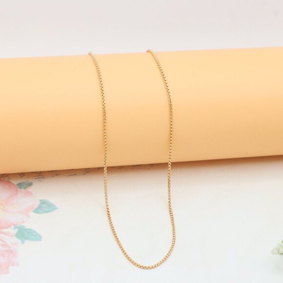Elegant Rose Gold Box Chain Necklace, XPNL0341 - Picture 1 of 12